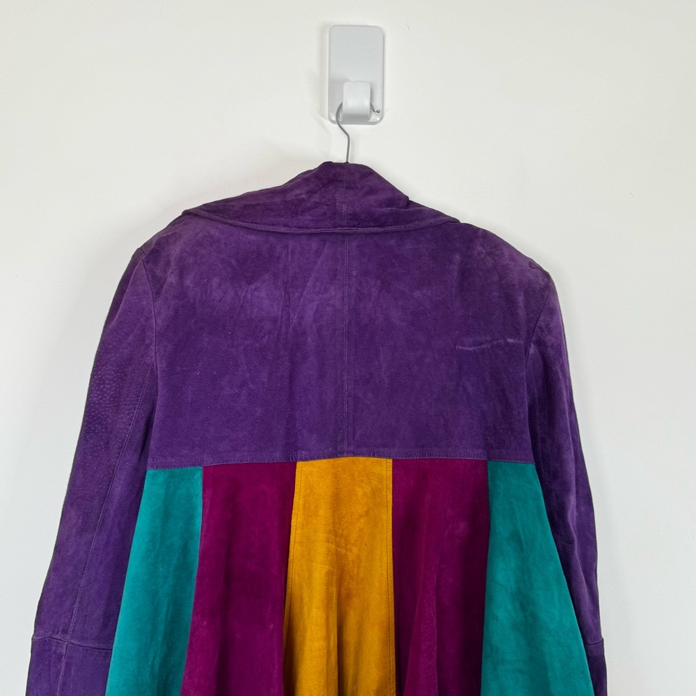 X by Ethnix Coat Vintage Suede Swing Color Block Open Front - Picture 9 of 11